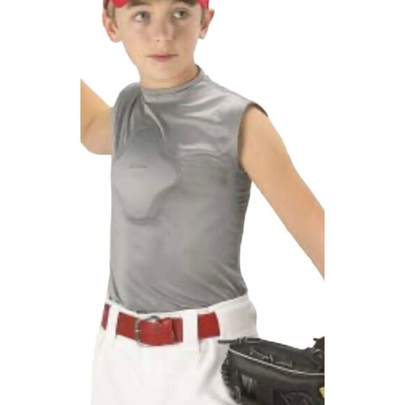 Heart guard boys, athletic grey, protective gear compression shirt YXS - Picture 2 of 6